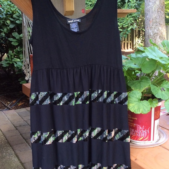 Wet Seal black silver sequenced sleeveless dress - Picture 1 of 5